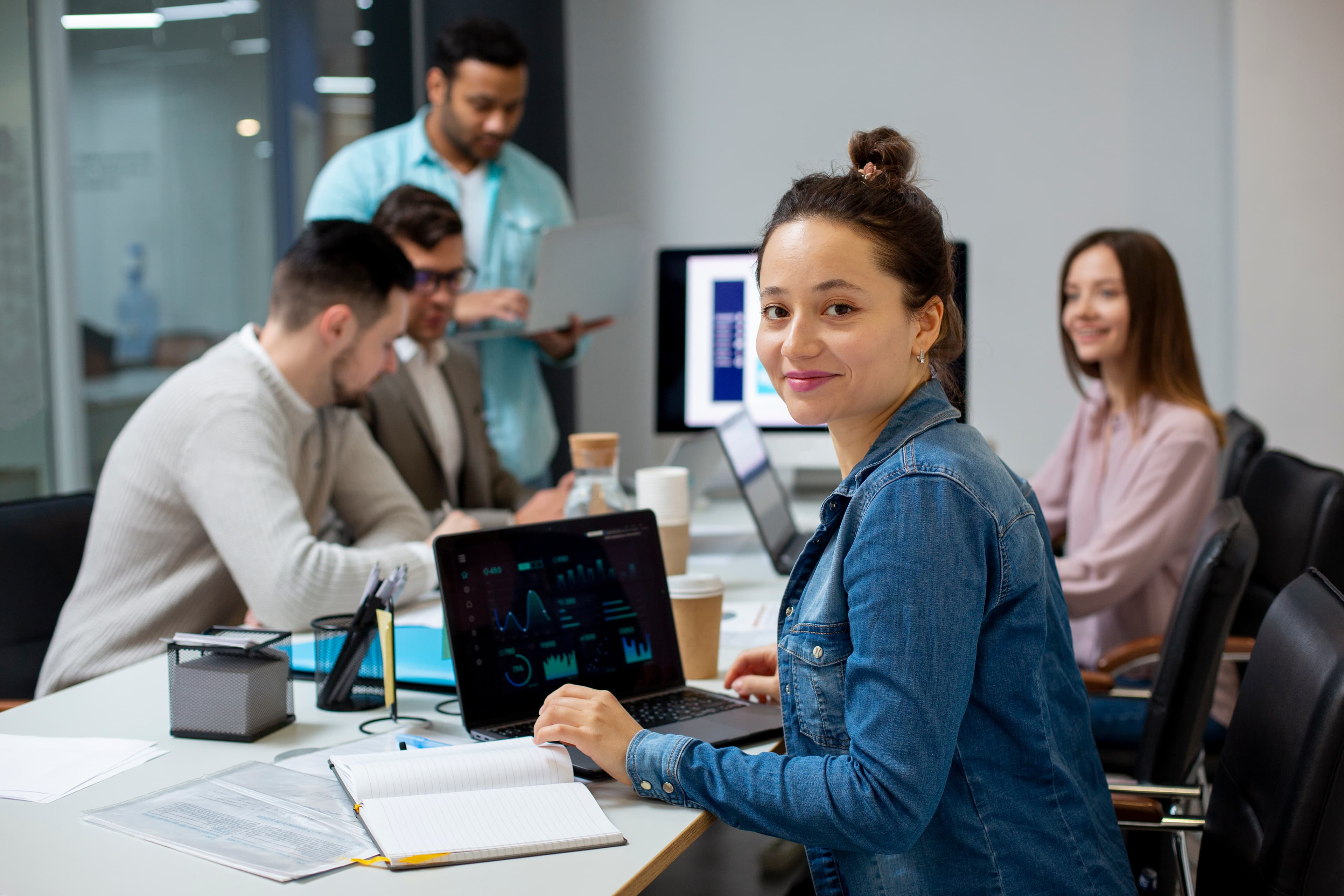 Developers collaborating on custom software architecture